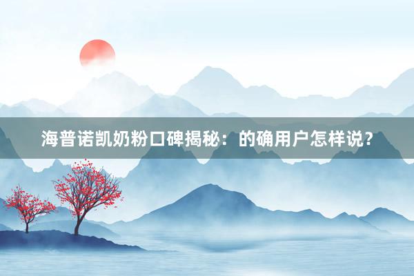 海普诺凯奶粉口碑揭秘：的确用户怎样说？